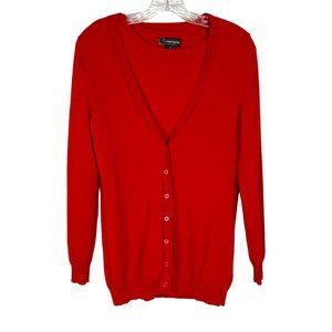 C by Bloomingdales Red Cashmere Cardigan Shell Sweater Set 2 Piece size Small